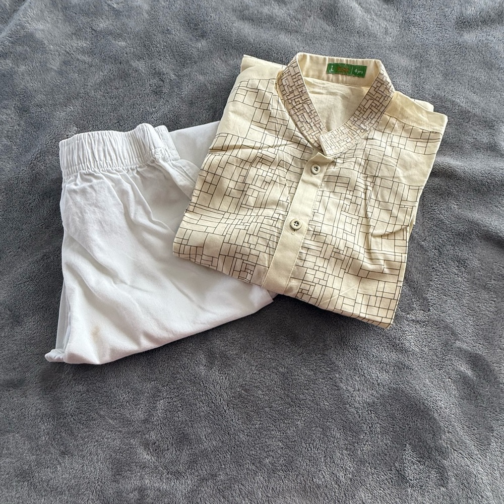 Eid special
Kids Beige and White Dress